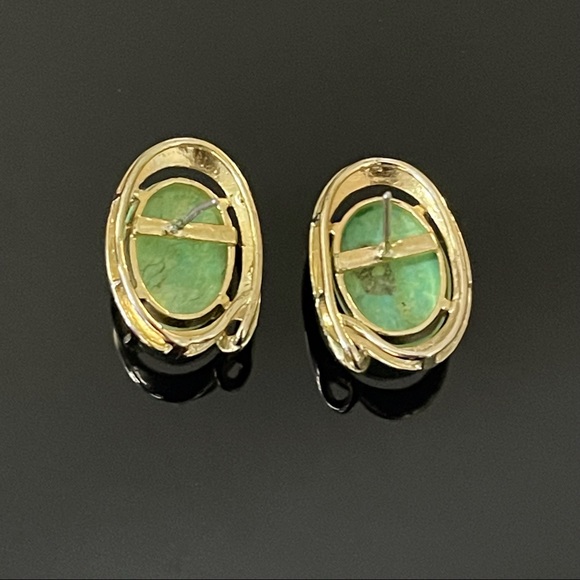 ✨Elegant Vintage Green Gem Stud Earrings - Picture 2 of 2
